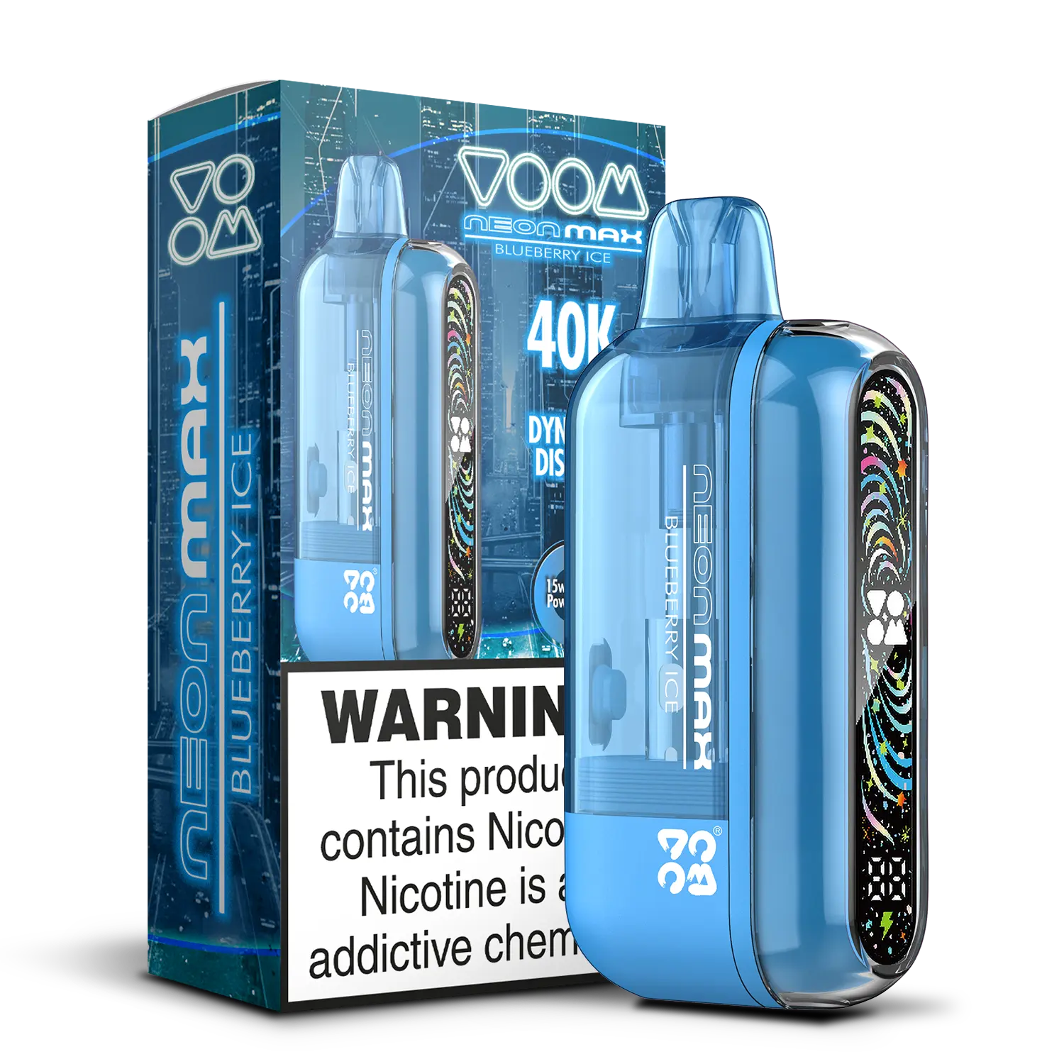 Voom Neon Max Smart Adjustable Vape Device (850 mAh, 50 000 puffs) Blue berry Ice