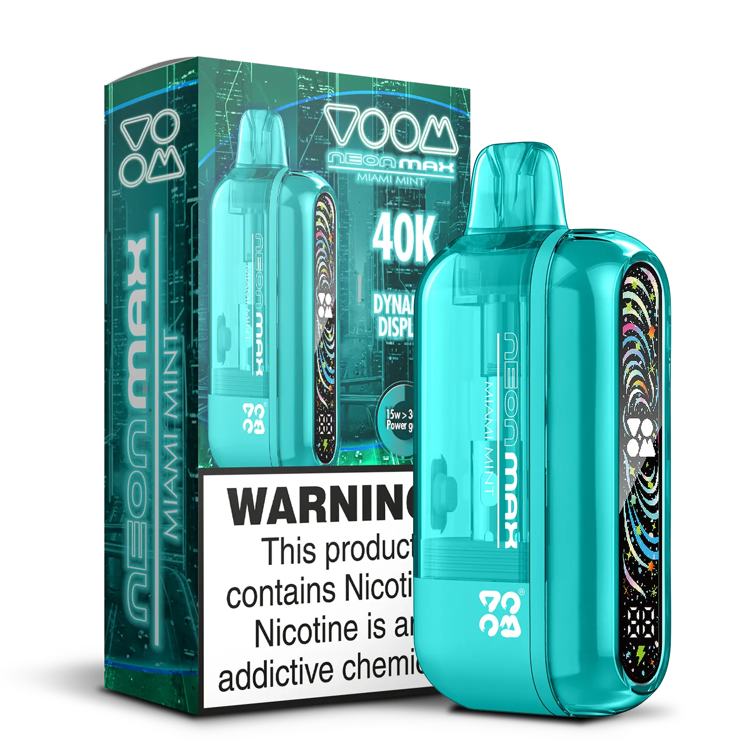Voom Neon Max Smart Adjustable Vape Device (850 mAh, 50 000 puffs) Miami Mint