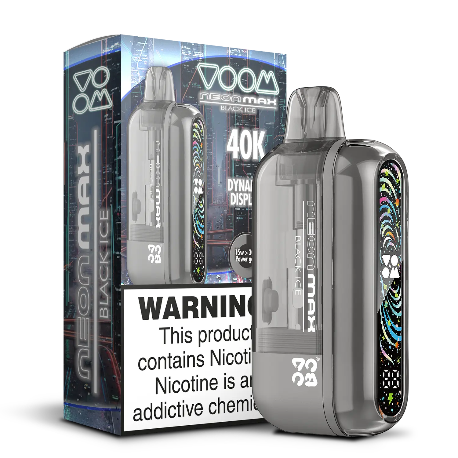 Voom Neon Max Smart Adjustable Vape Device (850 mAh, 50 000 puffs) Black Ice