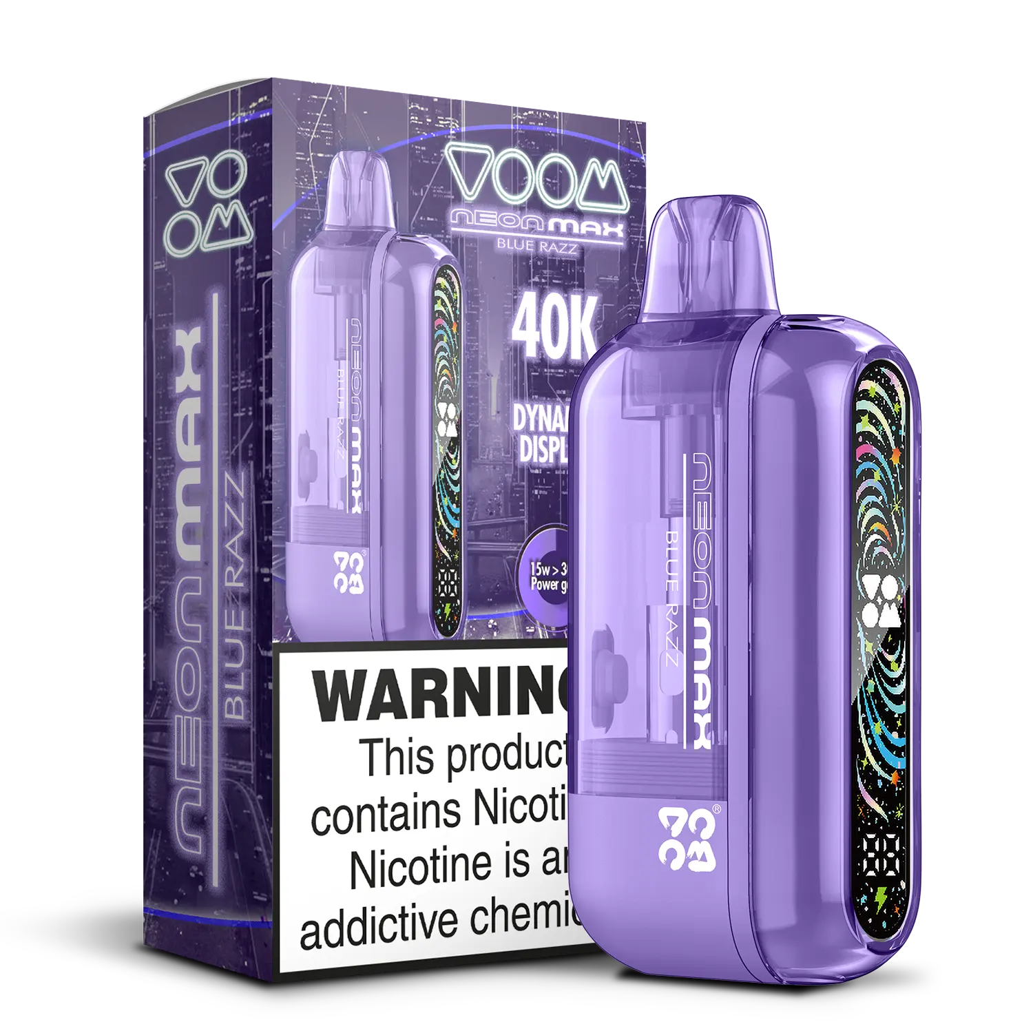 Voom Neon Max Smart Adjustable Vape Device (850 mAh, 50 000 puffs) Blue Razz