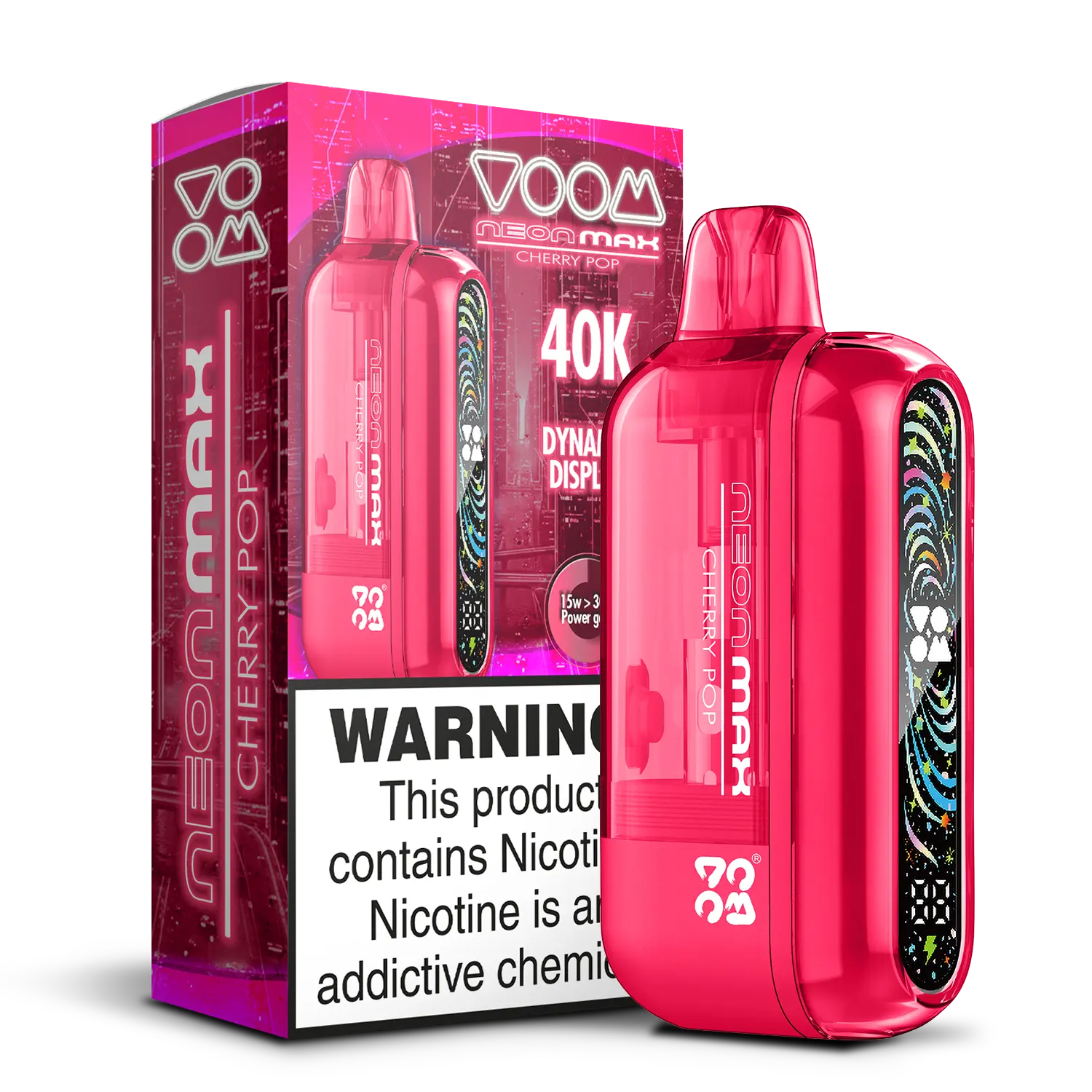 Voom Neon Max Smart Adjustable Vape Device (850 mAh, 50 000 puffs) Cherry Pop