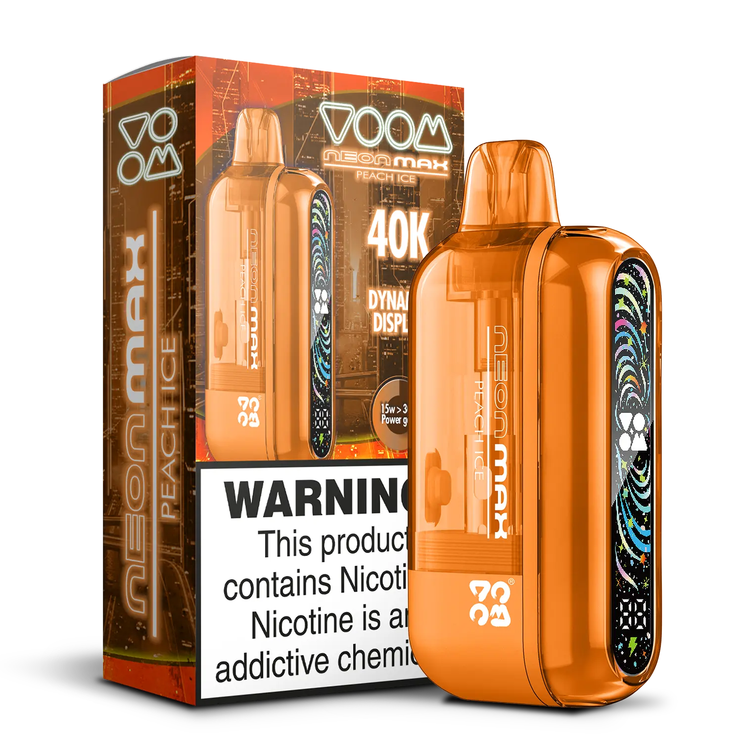 Voom Neon Max Smart Adjustable Vape Device (850 mAh, 50 000 puffs) Peach Ice