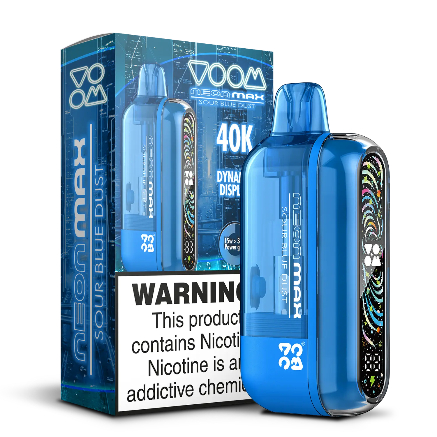 Voom Neon Max Smart Adjustable Vape Device (850 mAh, 50 000 puffs) Sour Blue Dust